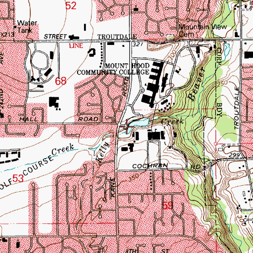 Topographic Map of Mount Hood College Reservoir, OR