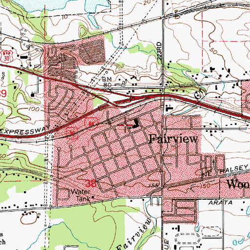 Topographic Map of Fairview Elementary School, OR