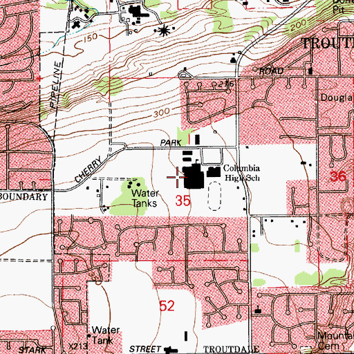 Topographic Map of Reynolds High School, OR