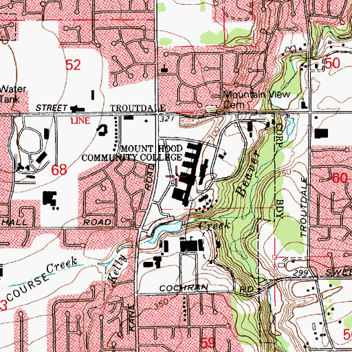 Topographic Map of Mount Hood Community College Gresham Campus, OR