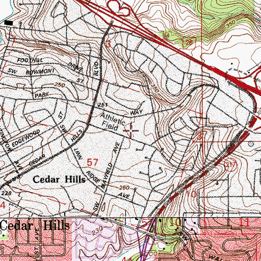 Topographic Map of Cedar Park Middle School, OR
