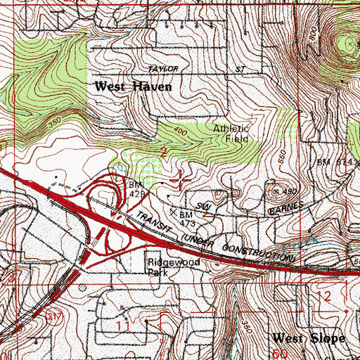 Topographic Map of Providence Saint Vincent Hospital, OR