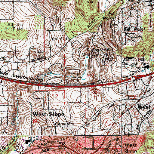 Topographic Map of Cemetery Reservoir, OR