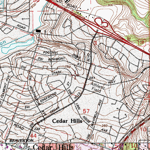 Topographic Map of Cedar Hills Kindergarten and Preschool, OR