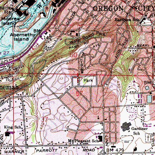 Topographic Map of Rivercrest Park, OR