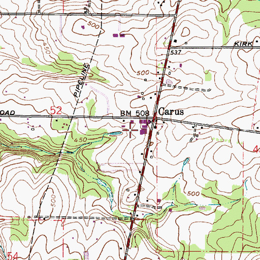 Topographic Map of Carus School, OR