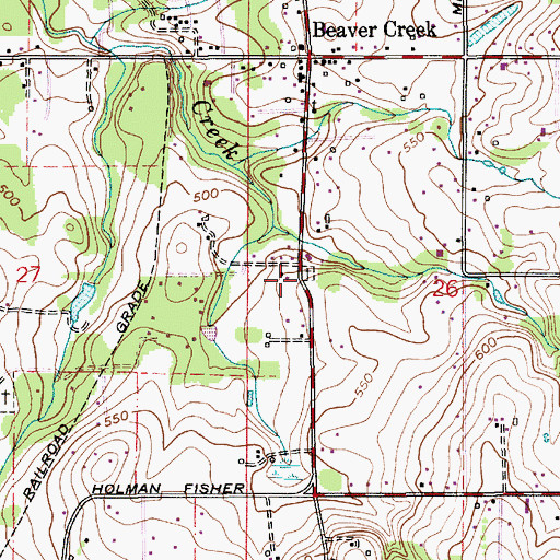 Topographic Map of Beaver Creek Cemetery, OR