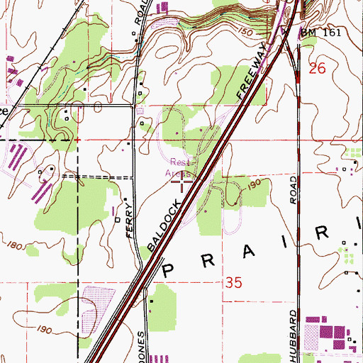 Topographic Map of Baldock Safety Rest Area, OR