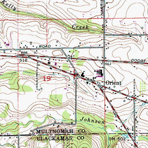 Topographic Map of West Orient Middle School, OR