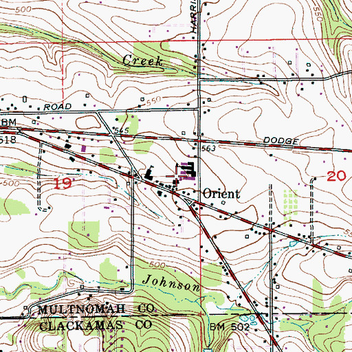 Topographic Map of East Orient Elementary School, OR