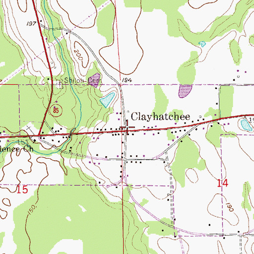 Topographic Map of Clayhatchee, AL