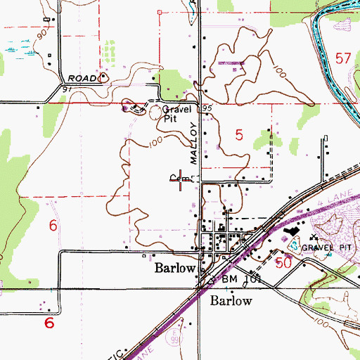 Topographic Map of Barlow Pioneer Cemetery, OR