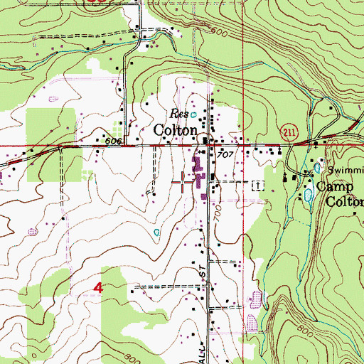 Topographic Map of Colton High School, OR