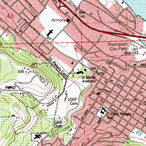 Topographic Map of Saint Mary's Academy, OR