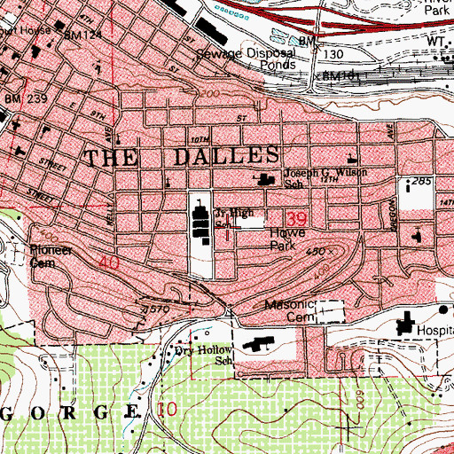 Topographic Map of Howe Park, OR