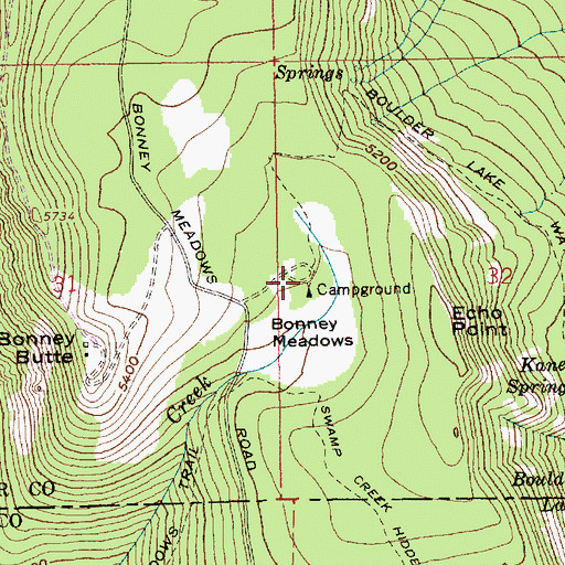 Topographic Map of Bonney Meadows Recreation Site, OR