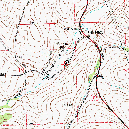 Topographic Map of Lower Fivemile School (historical), OR