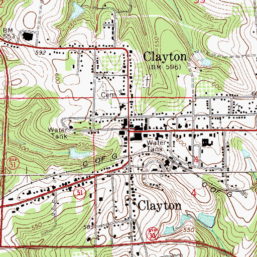 Topographic Map of Clayton, AL