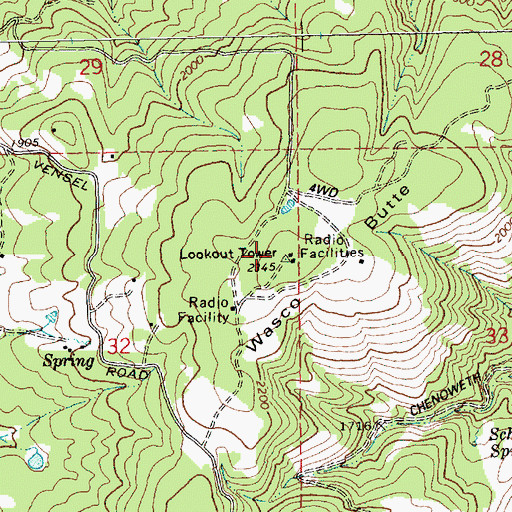 Topographic Map of Wasco Lookout, OR