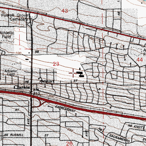 Topographic Map of Shaver Elementary School, OR