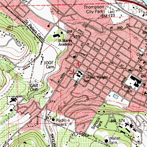 Topographic Map of Colonel Wright Elementary School, OR