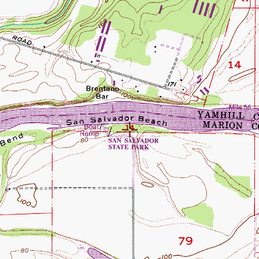 Topographic Map of San Salvador Access, OR
