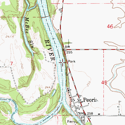 Topographic Map of Peoria County Park, OR