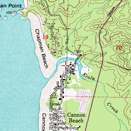Topographic Map of Cannon Beach Elementary, OR