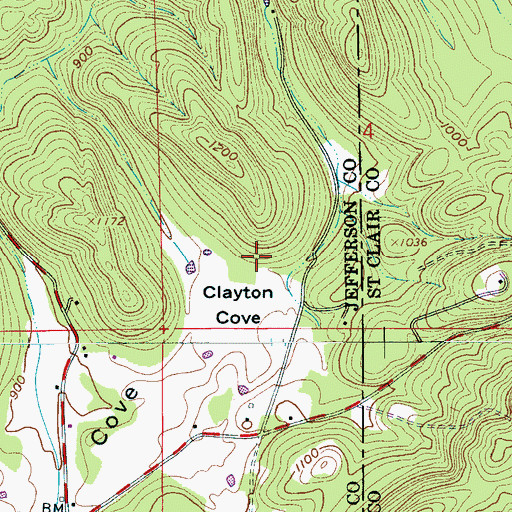 Topographic Map of Clayton Cove, AL