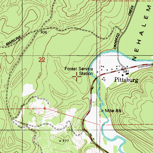 Topographic Map of Pittsburg Guard Station, OR