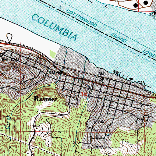 Topographic Map of Rainier Elementary School (historical), OR
