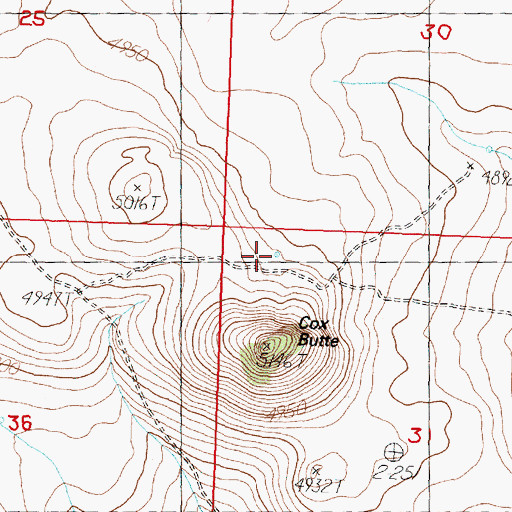 Topographic Map of Cox Butte Reservoir, OR