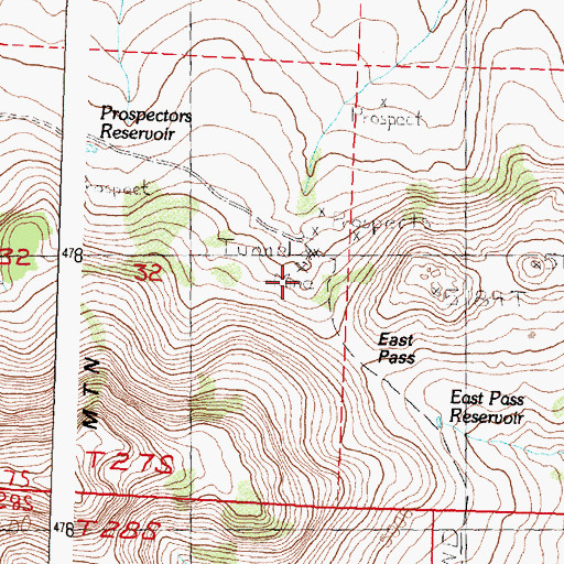 Topographic Map of China Cap Mine, OR