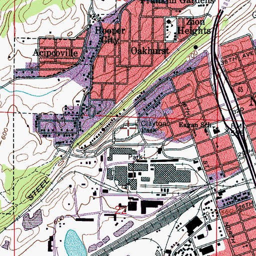 Topographic Map of Clayton Park, AL