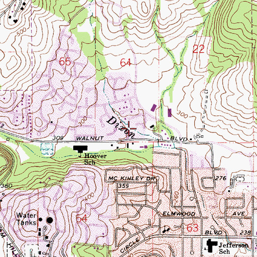 Topographic Map of Timberhill City Park, OR