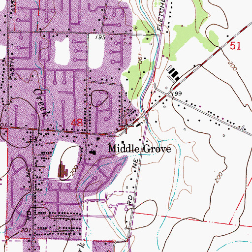 Topographic Map of Middle Grove Elementary School, OR