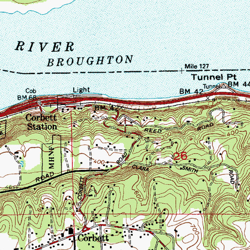 Topographic Map of Corbett School (historical), OR