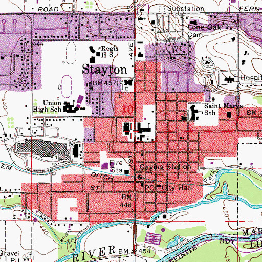 Topographic Map of Stayton Elementary School, OR