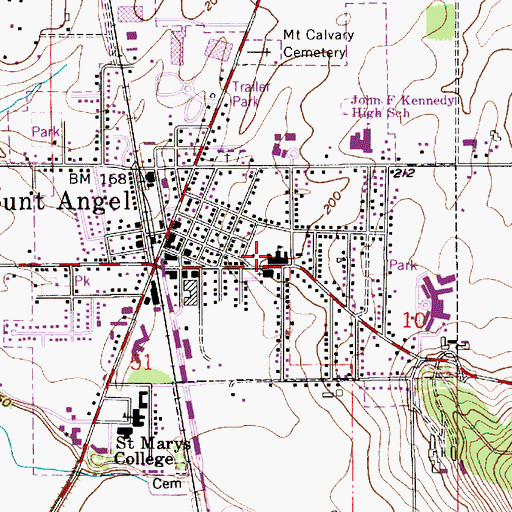 Topographic Map of Saint Mary's Public School, OR