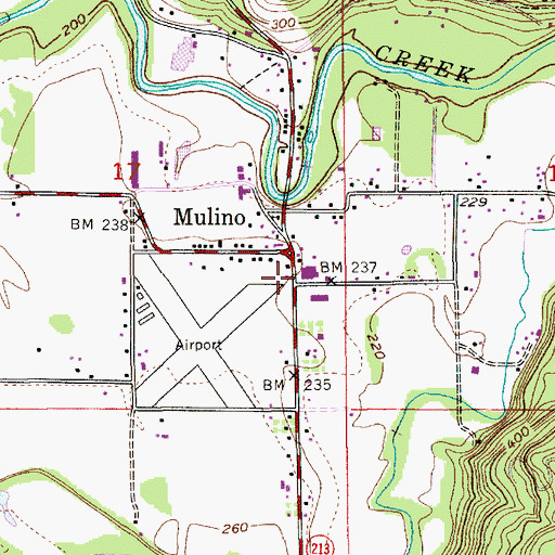 Topographic Map of Mulino Elementary School, OR