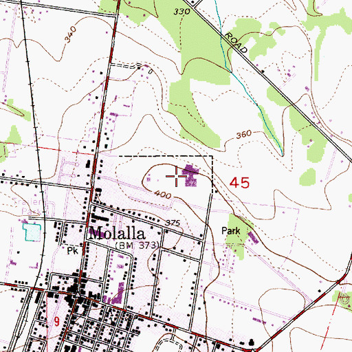 Topographic Map of Molalla High School, OR