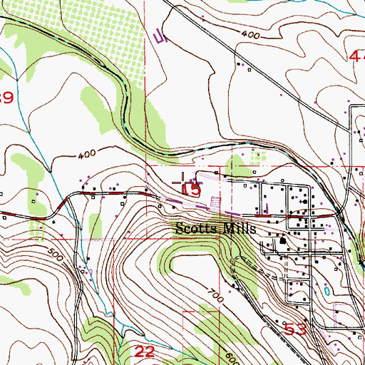 Topographic Map of Scotts Mills Elementary School, OR