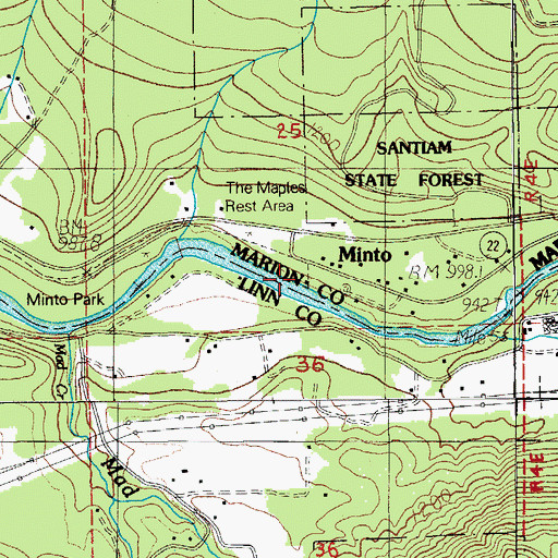Topographic Map of Minto County Park, OR