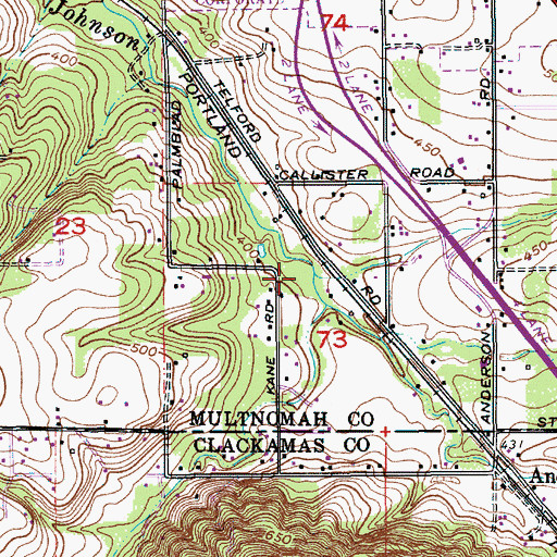Topographic Map of North Fork Johnson Creek, OR