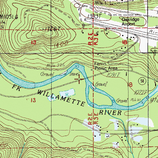Topographic Map of Barnard Bridge, OR