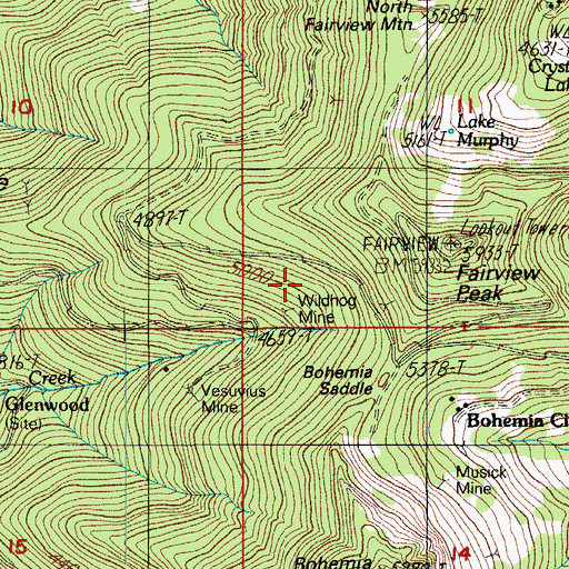 Topographic Map of Bohemia Saddle County Park, OR