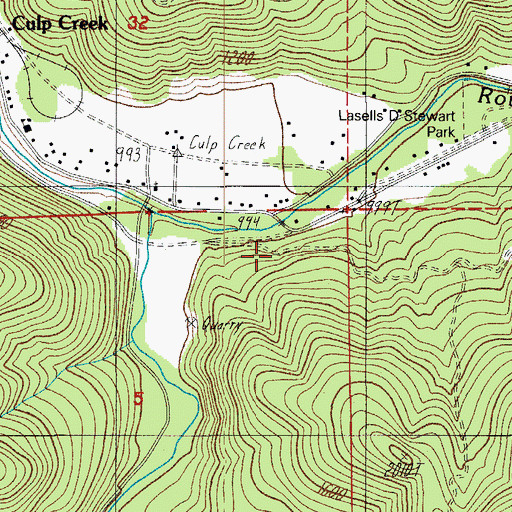 Topographic Map of Wildwood Falls County Park, OR