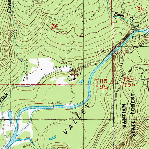 Topographic Map of Camp Cascade, OR