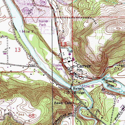 Topographic Map of Carver School, OR