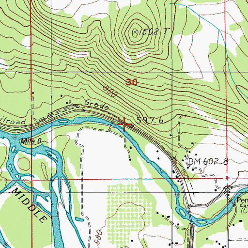 Topographic Map of Fall Creek County Park, OR